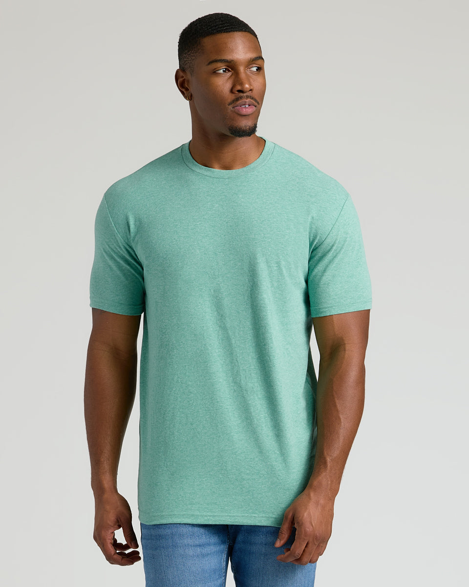 Light Heather Greenery Tall Straight Hem Crew Neck T-Shirt-VibeCloset