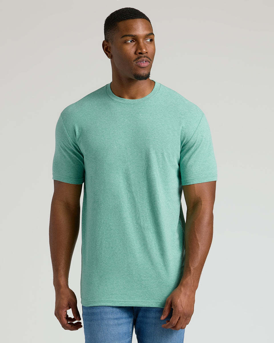 Light Heather Greenery Tall Straight Hem Crew Neck T-Shirt-VibeCloset