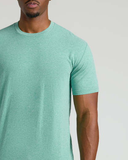 Light Heather Greenery Tall Straight Hem Crew Neck T-Shirt-VibeCloset