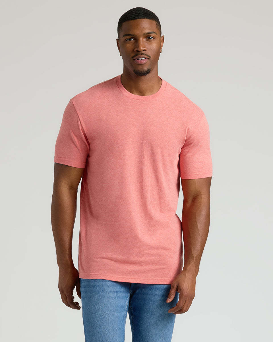 Light Heather Vermilion Tall Straight Hem Crew Neck T-Shirt-VibeCloset