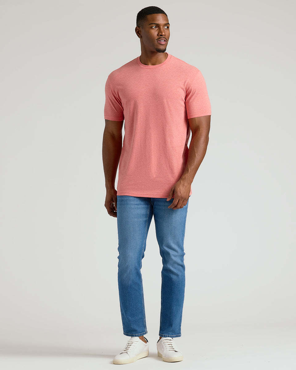 Light Heather Vermilion Tall Straight Hem Crew Neck T-Shirt-VibeCloset