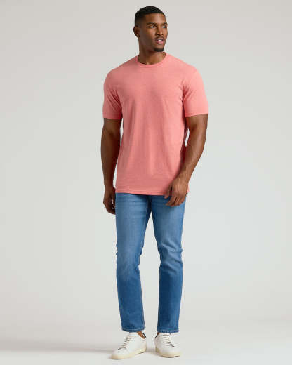 Light Heather Vermilion Tall Straight Hem Crew Neck T-Shirt-VibeCloset