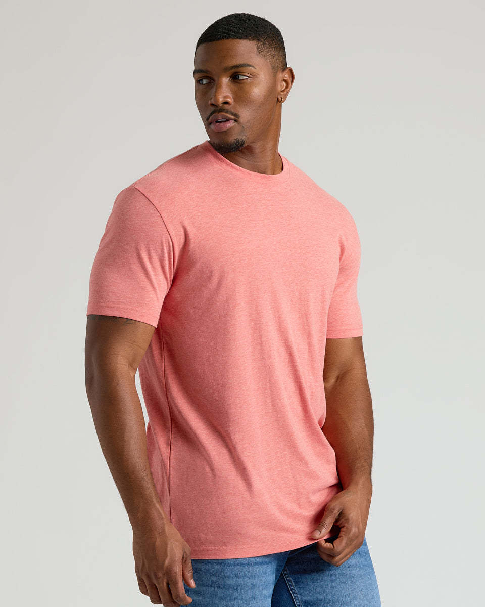 Light Heather Vermilion Tall Straight Hem Crew Neck T-Shirt-VibeCloset