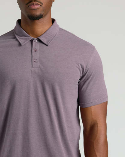 Dark Heather Amethyst Short Sleeve Tall Polo-VibeCloset