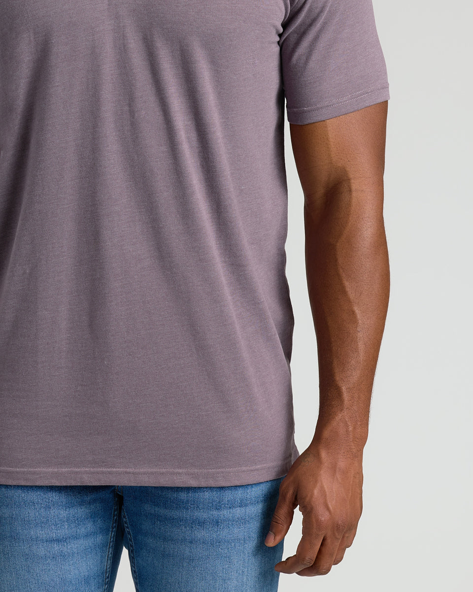 Dark Heather Amethyst Short Sleeve Tall Polo-VibeCloset