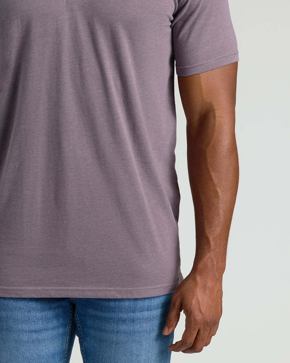 Dark Heather Amethyst Short Sleeve Tall Polo-VibeCloset