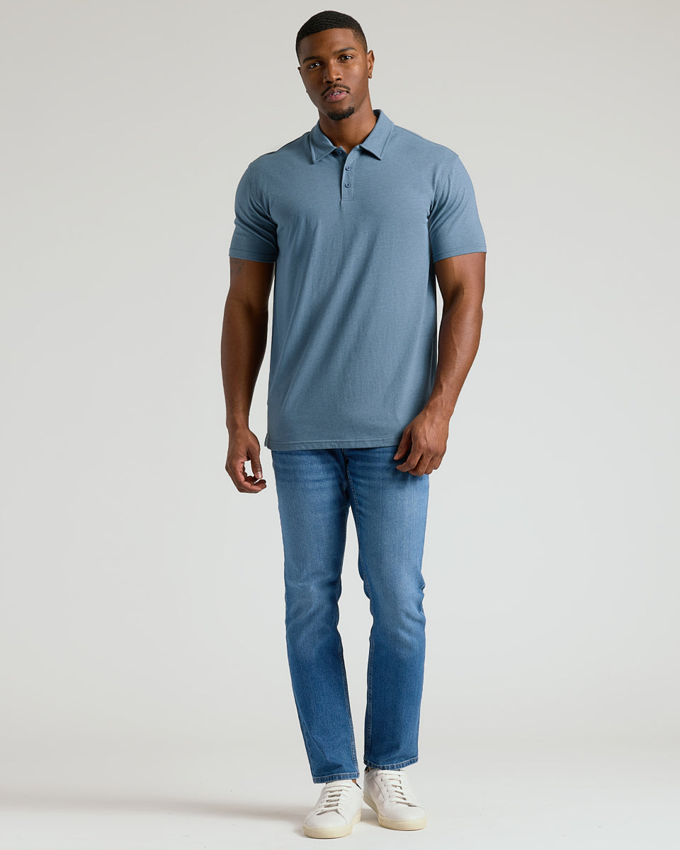 Dark Heather Tempest Short Sleeve Tall Polo-VibeCloset