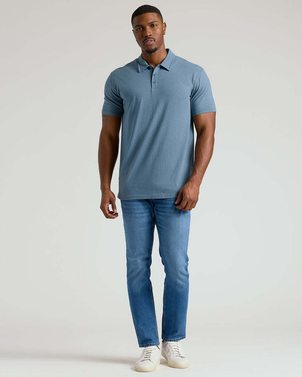 Dark Heather Tempest Short Sleeve Tall Polo-VibeCloset