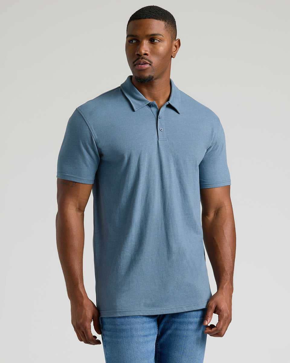 Dark Heather Tempest Short Sleeve Tall Polo-VibeCloset