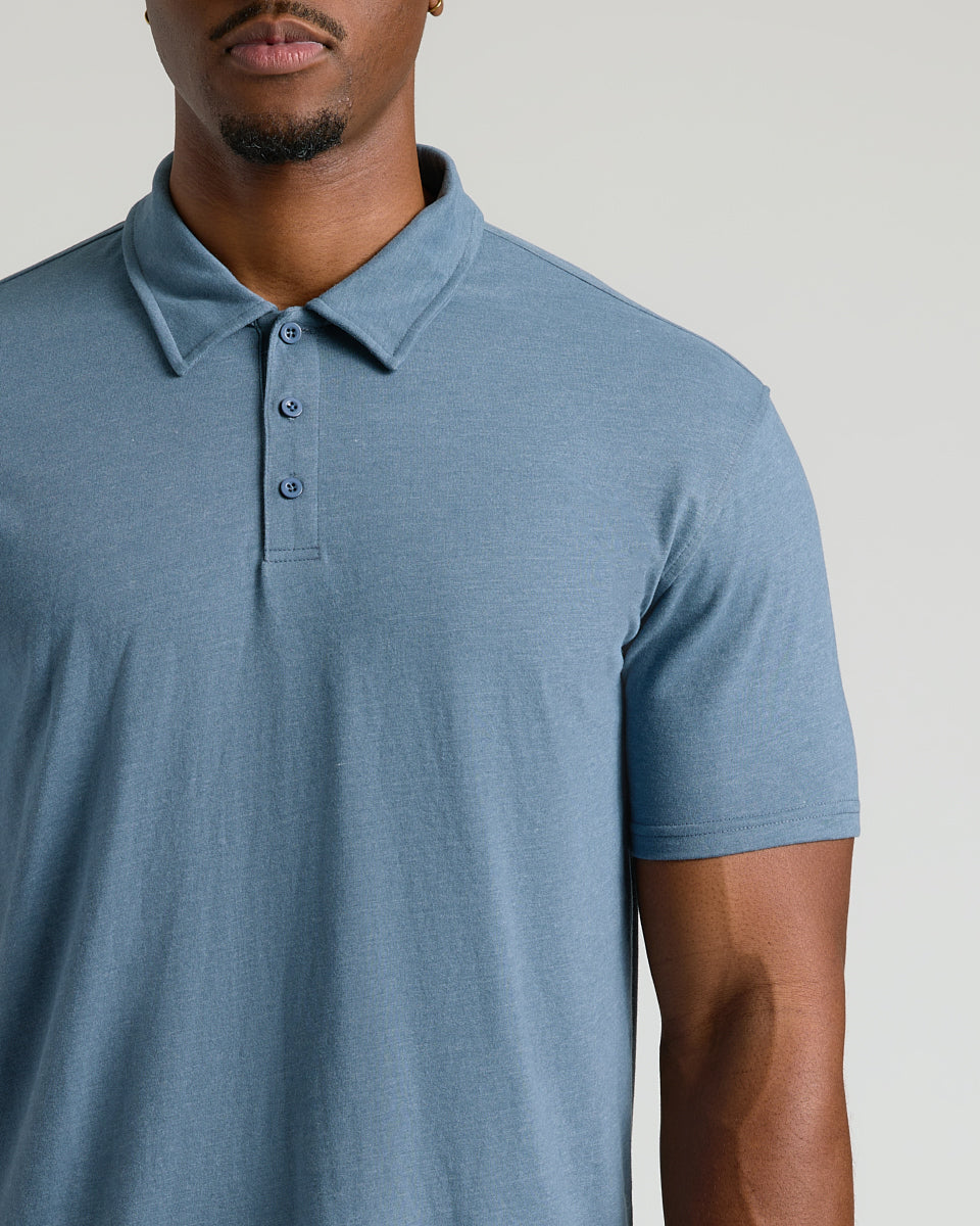 Dark Heather Tempest Short Sleeve Tall Polo-VibeCloset