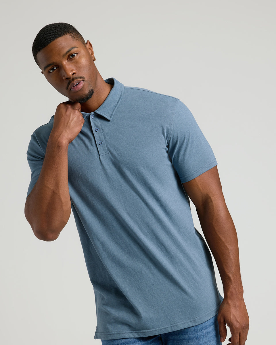 Dark Heather Tempest Short Sleeve Tall Polo-VibeCloset