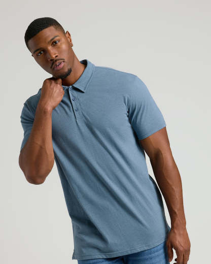 Dark Heather Tempest Short Sleeve Tall Polo-VibeCloset