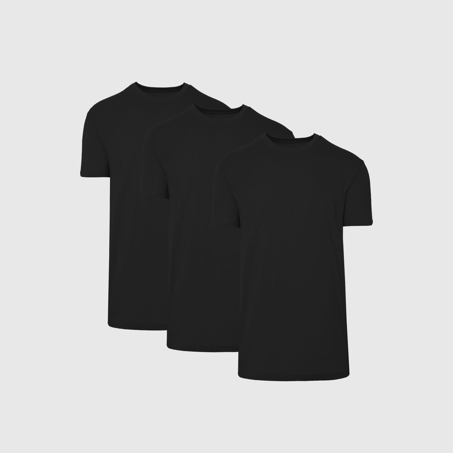 All Black Tall Straight Hem Crew Neck T-Shirt 3-Pack-VibeCloset