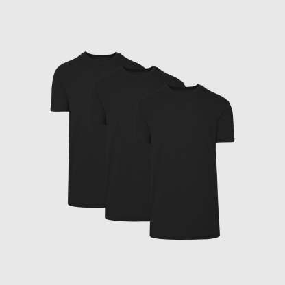 All Black Tall Straight Hem Crew Neck T-Shirt 3-Pack-VibeCloset