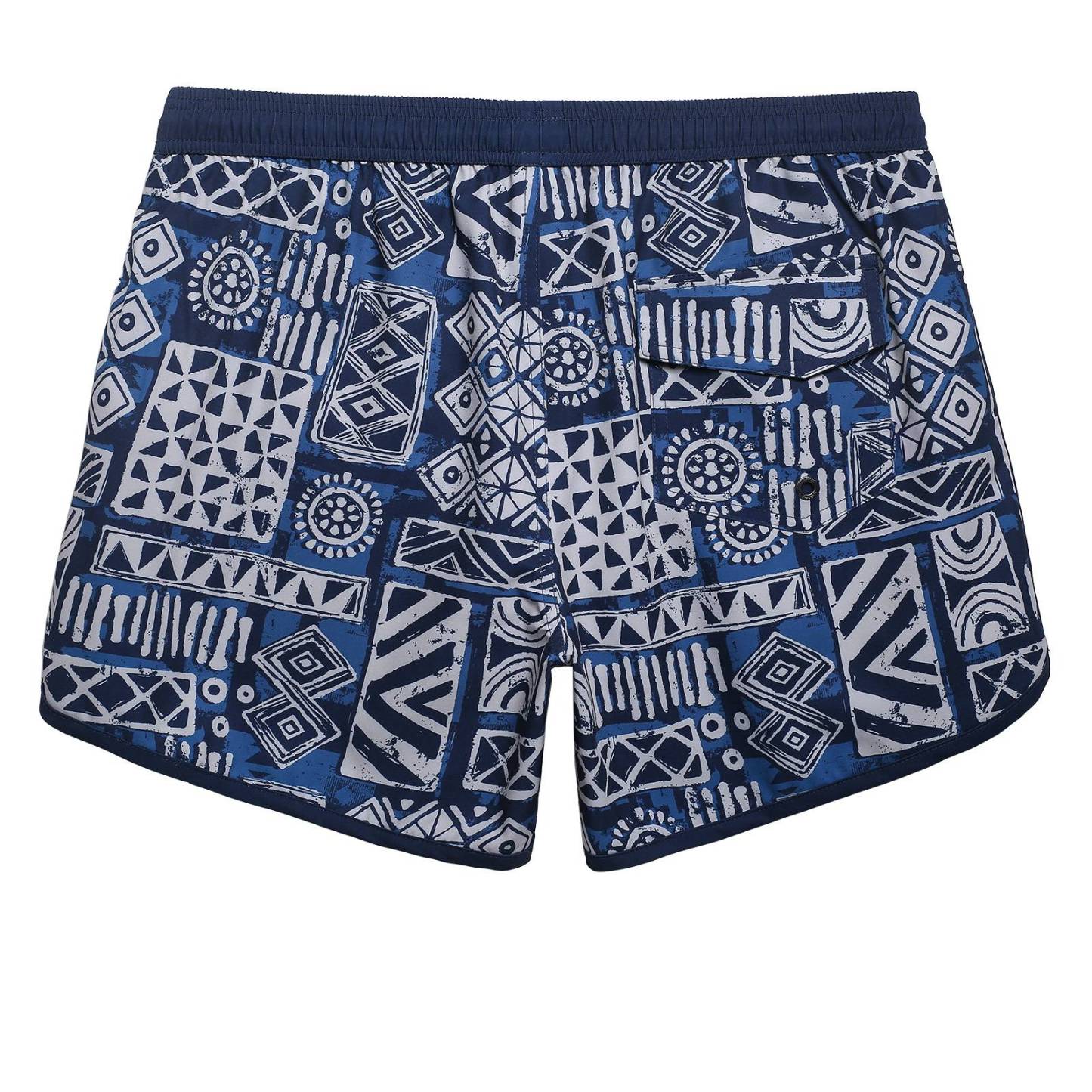 Vintage Folklore Navy 4.5" Swim Trunks-VibeCloset