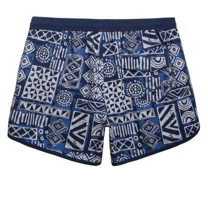 Vintage Folklore Navy 4.5" Swim Trunks-VibeCloset