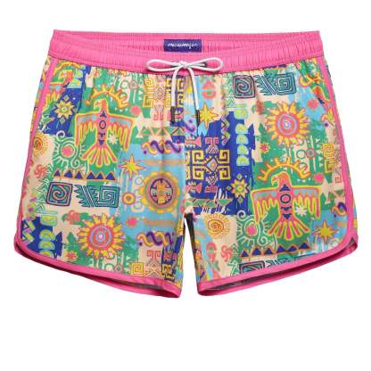 Vintage Anubis Pink 4.5" Swim Trunks-VibeCloset