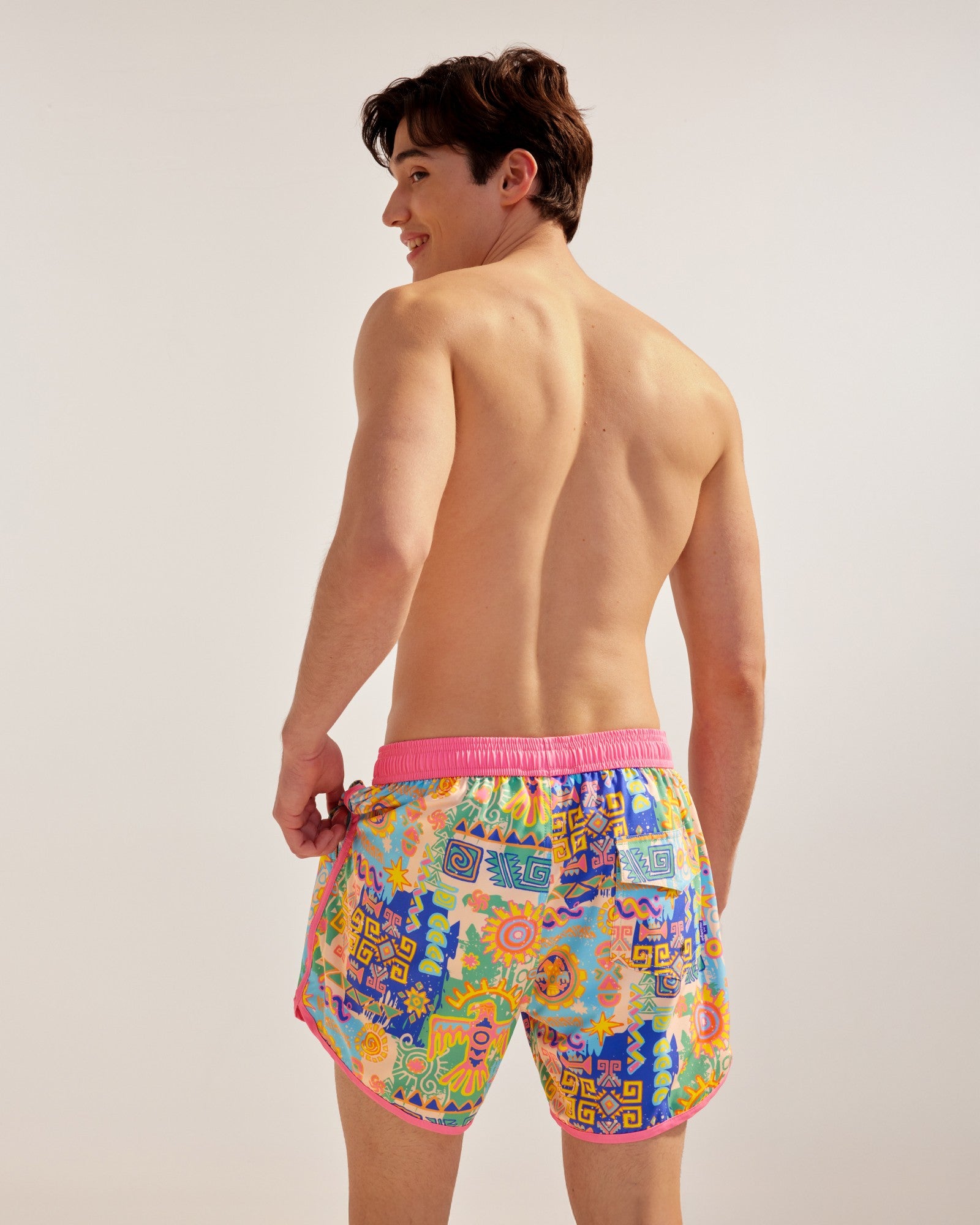 Vintage Anubis Pink 4.5" Swim Trunks-VibeCloset