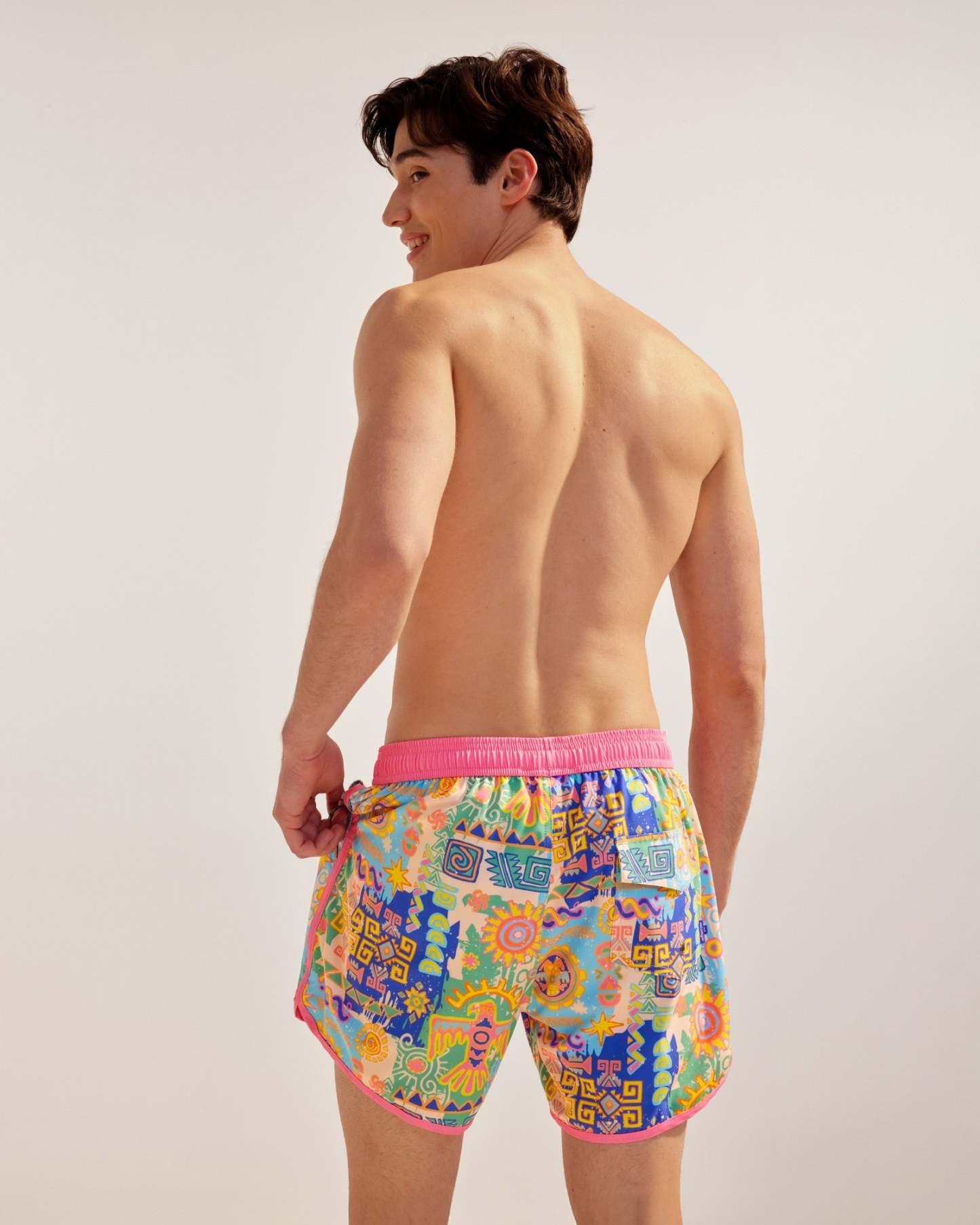 Vintage Anubis Pink 4.5" Swim Trunks-VibeCloset