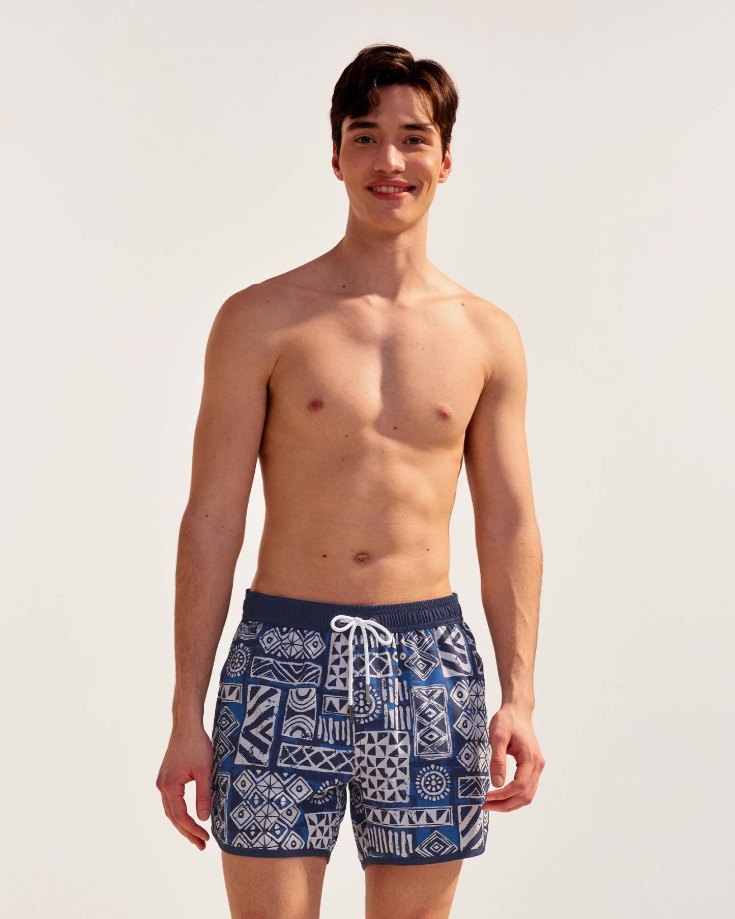 Vintage Folklore Navy 4.5" Swim Trunks-VibeCloset