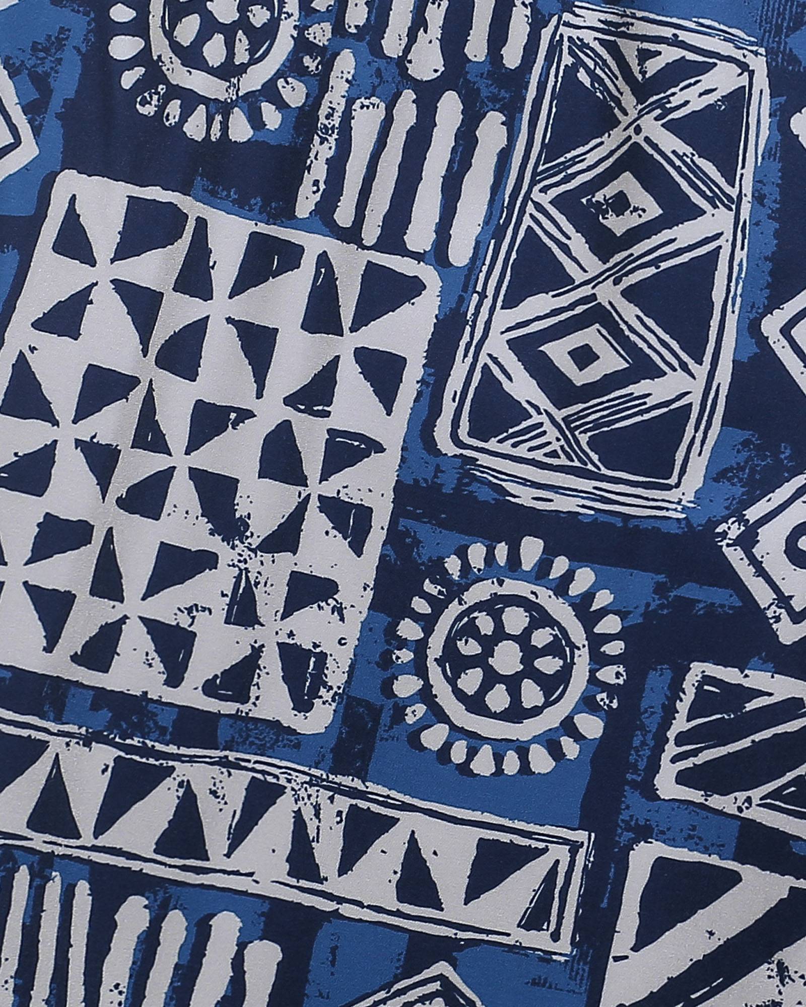 Vintage Folklore Navy 4.5" Swim Trunks-VibeCloset