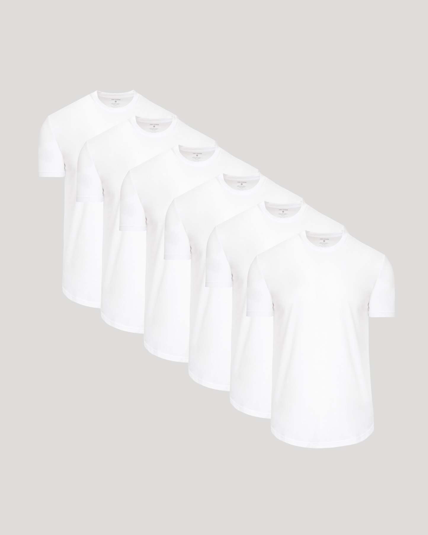 All White Short Sleeve Curved Hem Crew 6-Pack-VibeCloset