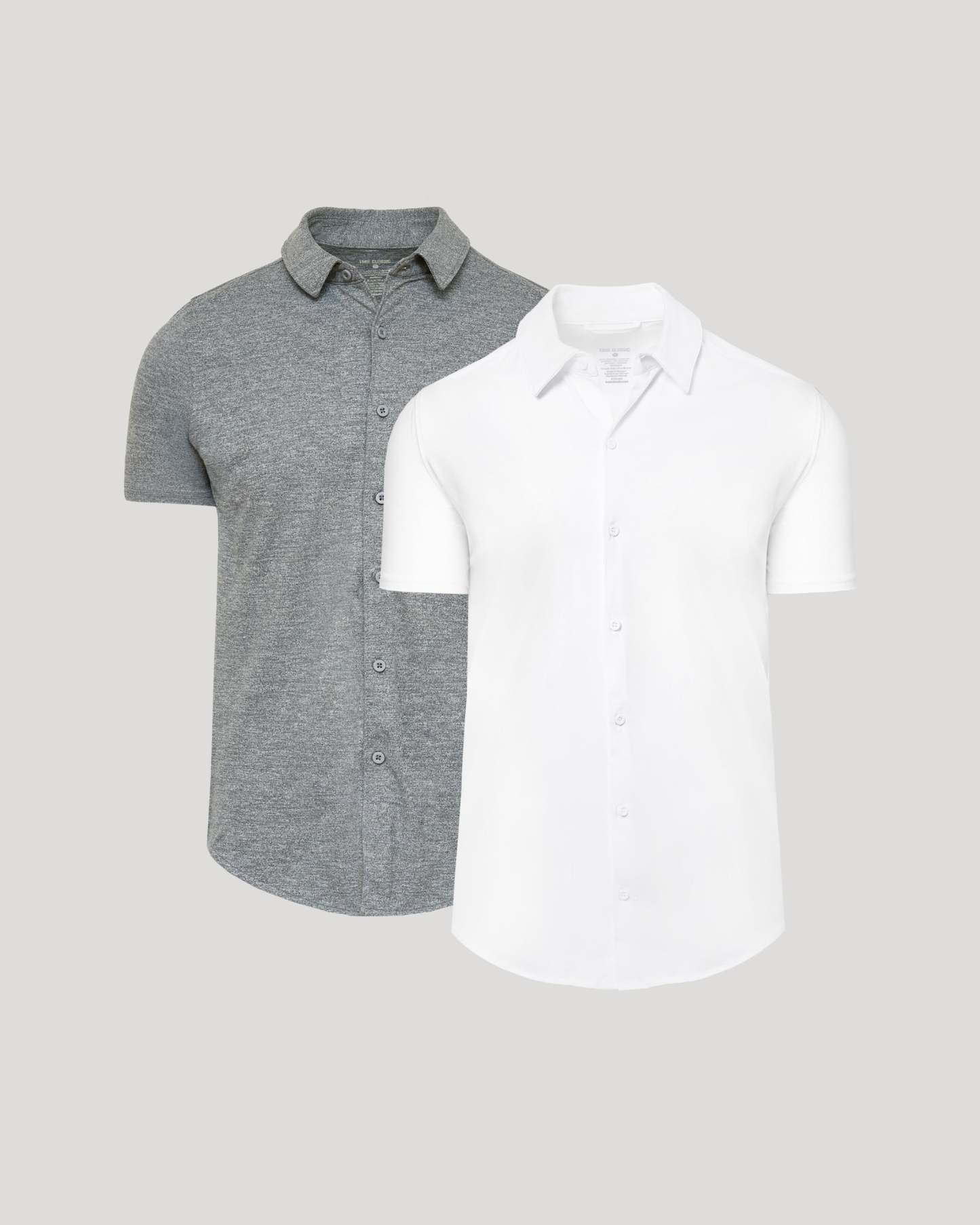 White & Heather Gray Short Sleeve Comfort Knit Shirt 2-Pack-VibeCloset