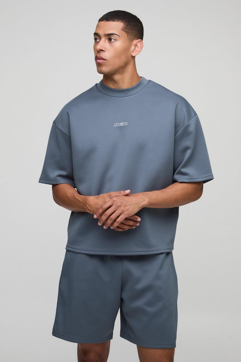 Oversized Boxy Man Scuba T-Shirt & Short Set