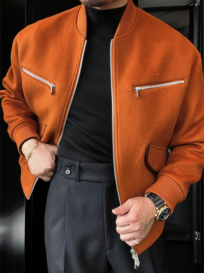 Men's Stylish Simple Zipper Pockets Jacket-VibeCloset