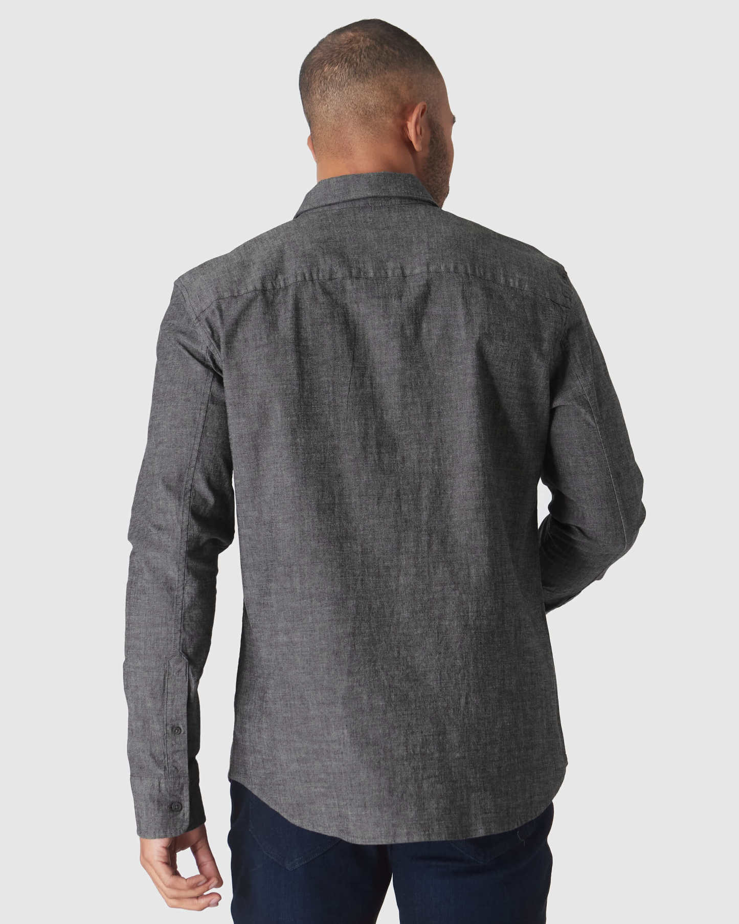 Black Wash Long Sleeve Chambray Shirt-VibeCloset