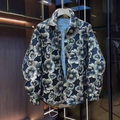 Trendy 3D Embroidered Carved Men's Shirt Jacket