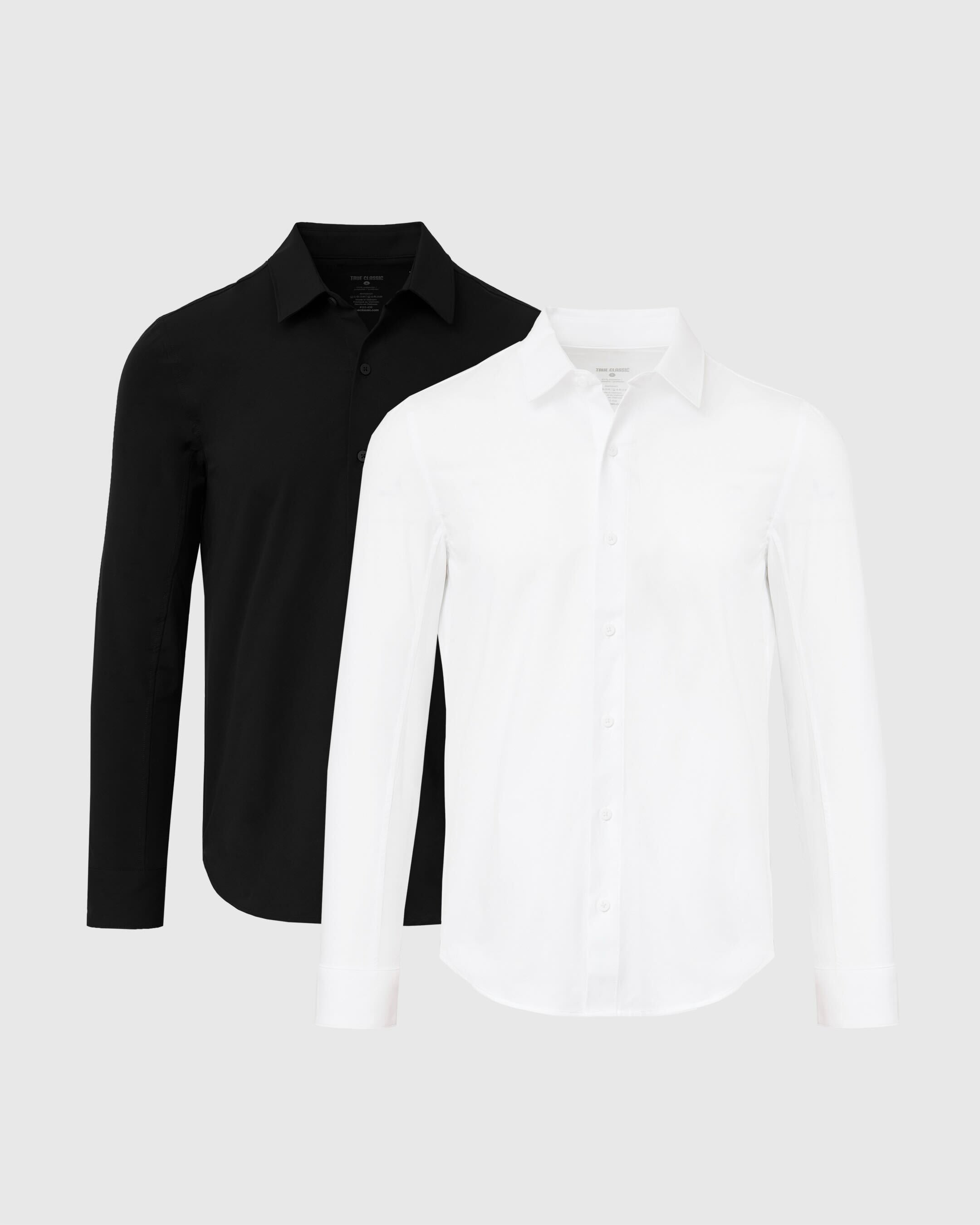 Black & White Commuter Long Sleeve Shirt 2-Pack-VibeCloset