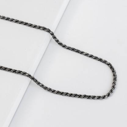 Rope Chain Necklace Men Oxidized Sterling Silver 3mm - Birthday Gift for Him - SN00174