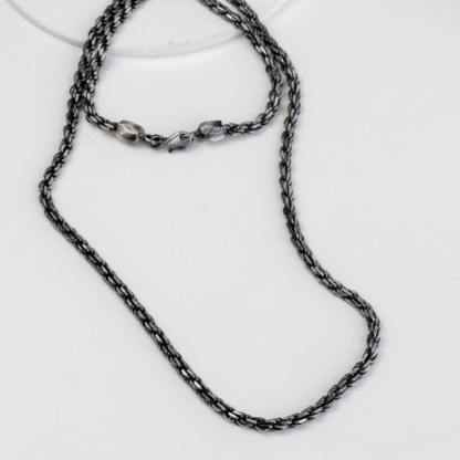 Rope Chain Necklace Men Oxidized Sterling Silver 3mm - Birthday Gift for Him - SN00174
