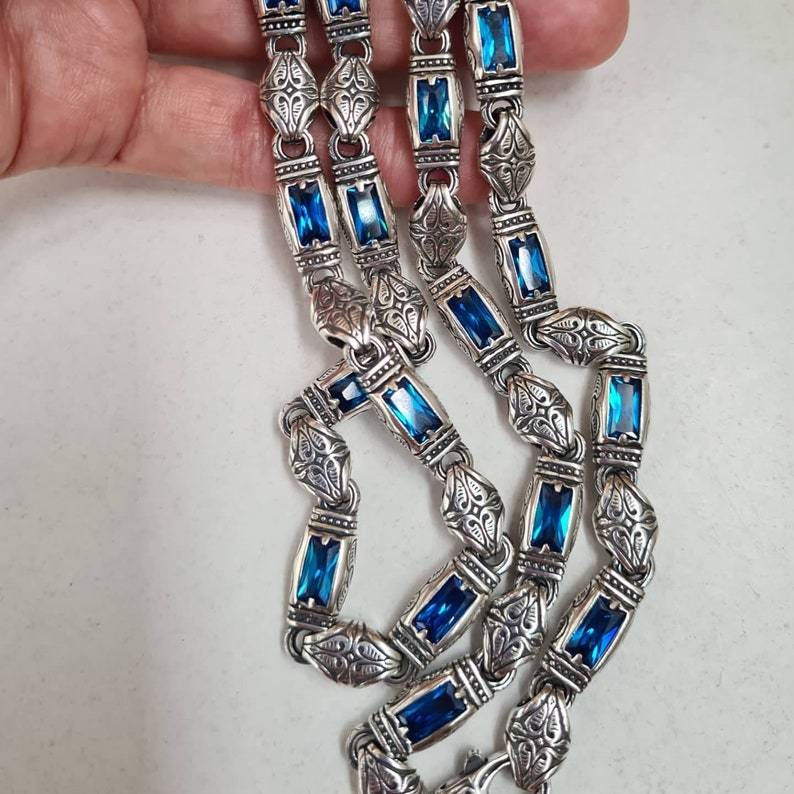 Mens silver bracelet; mens bracelet with stones; silver bracelet for men; bracelet with topazes; 925 sterling silver bracelet handmade