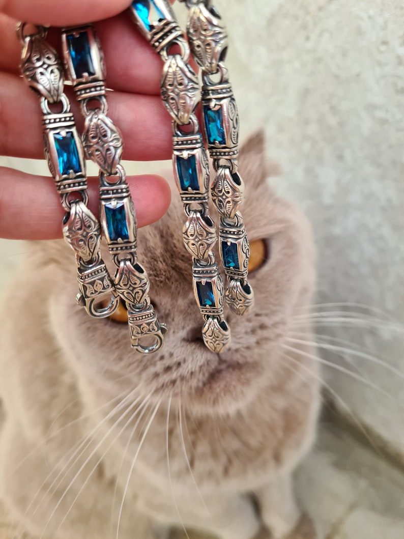 Mens silver bracelet; mens bracelet with stones; silver bracelet for men; bracelet with topazes; 925 sterling silver bracelet handmade