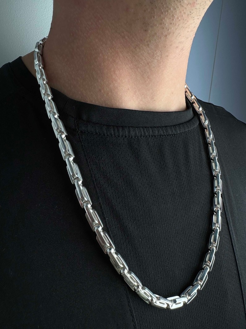 Exclusive mens 925 sterling silver chain; men's silver necklace.