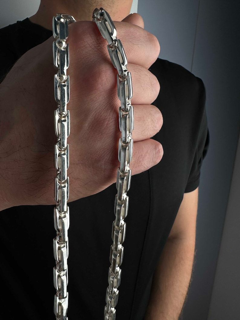 Exclusive mens 925 sterling silver chain; men's silver necklace.