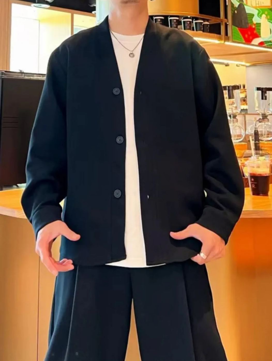 🔥50% off-Fashion V-Neck Jacket and Pants Two-Piece Set(jacket + trousers)