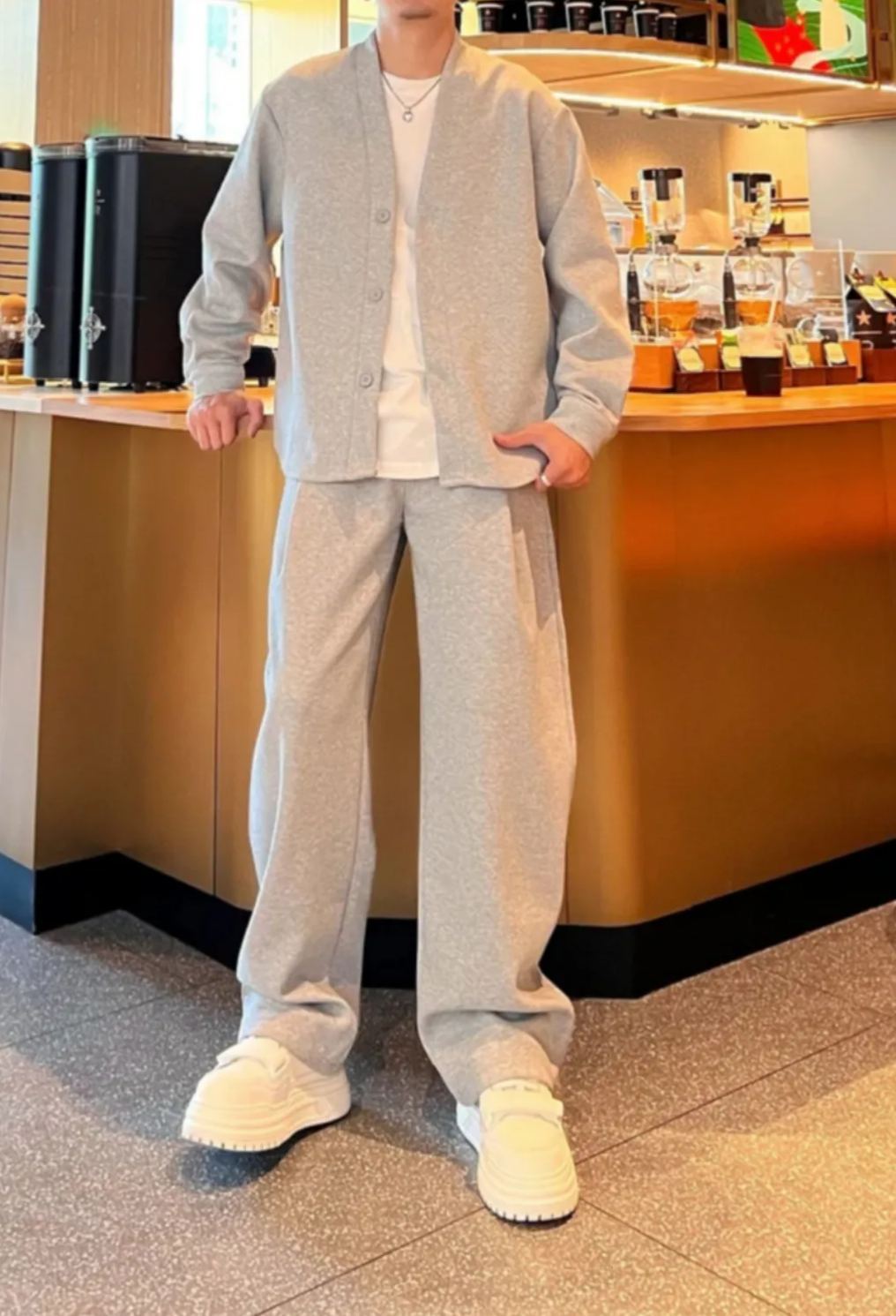 🔥50% off-Fashion V-Neck Jacket and Pants Two-Piece Set(jacket + trousers)