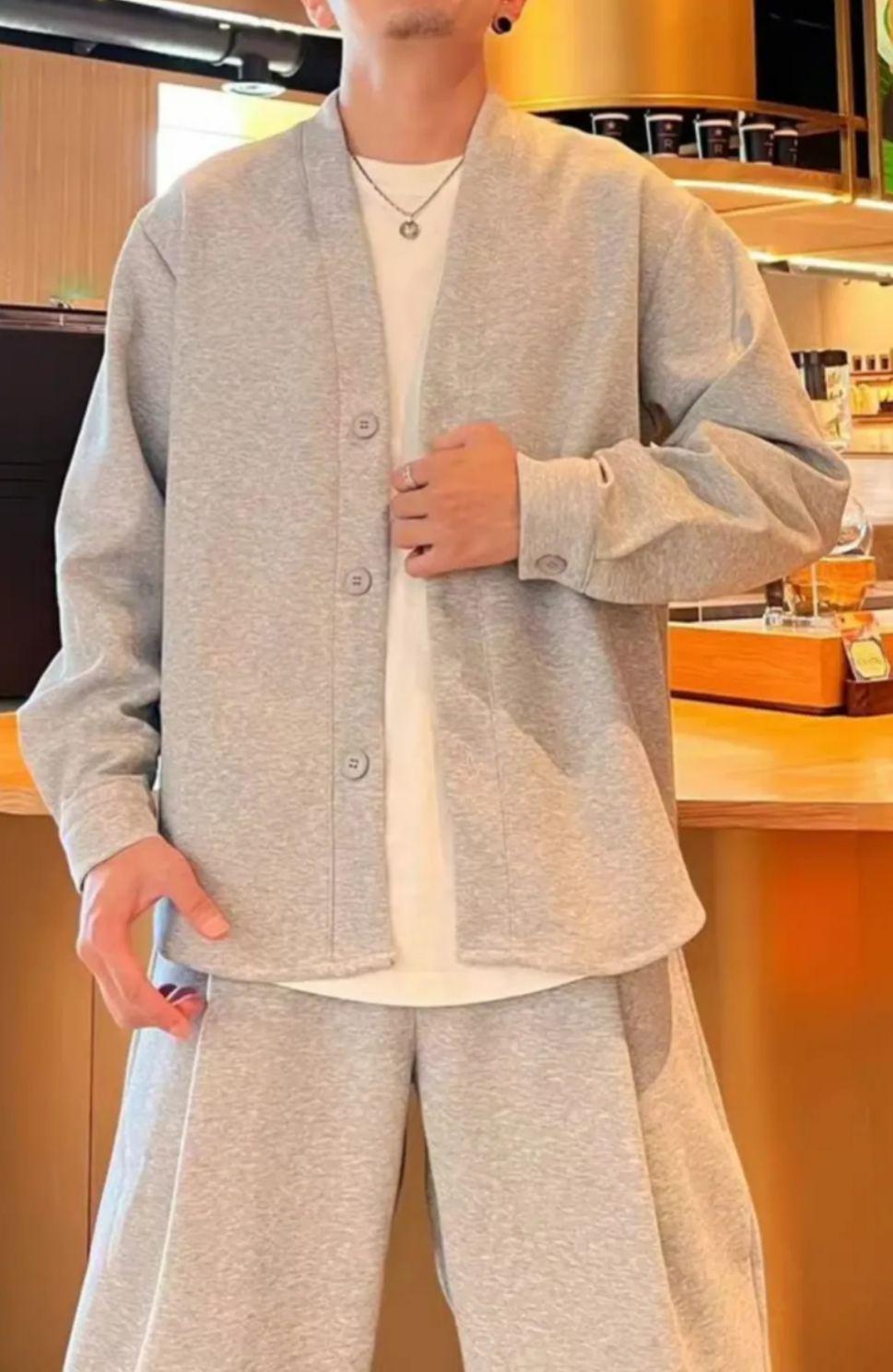 🔥50% off-Fashion V-Neck Jacket and Pants Two-Piece Set(jacket + trousers)