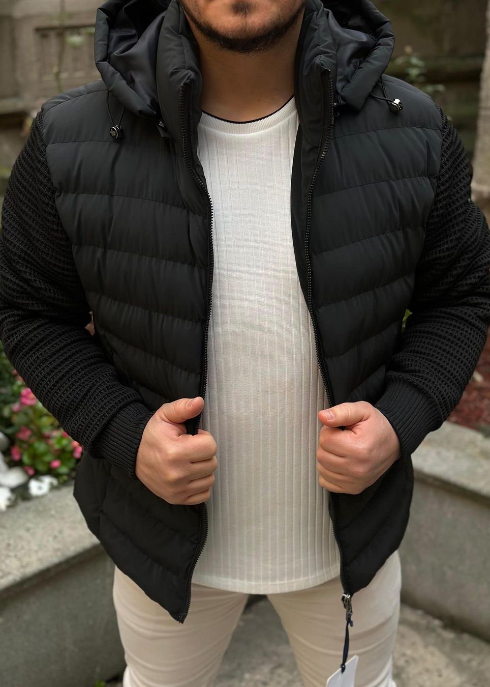 classic knitted patchwork Jacket-VibeCloset