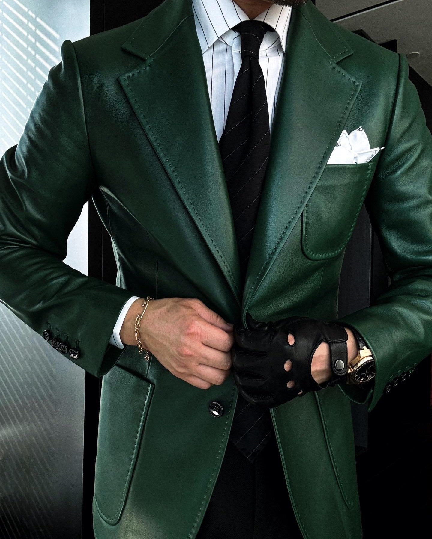 Classic Men's Leather Blazer Coat-VibeCloset