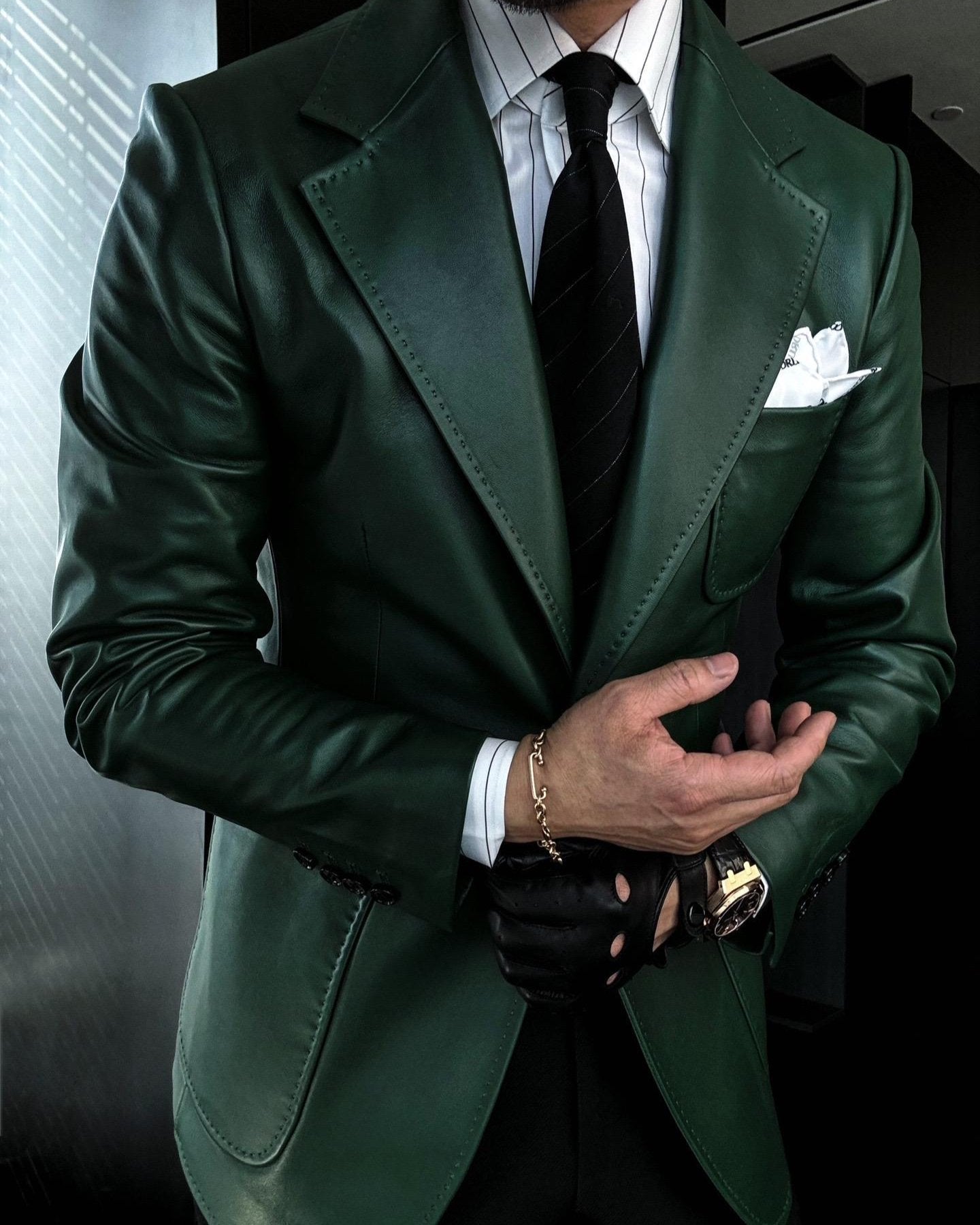 Classic Men's Leather Blazer Coat-VibeCloset