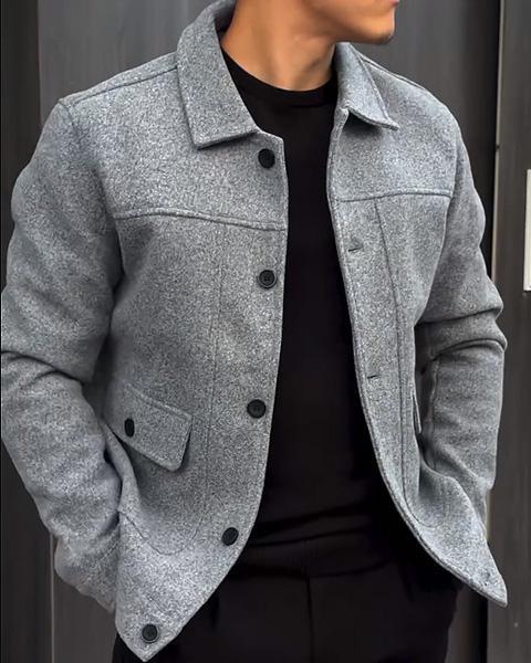 Slim Fit British Style Button Jacket-VibeCloset