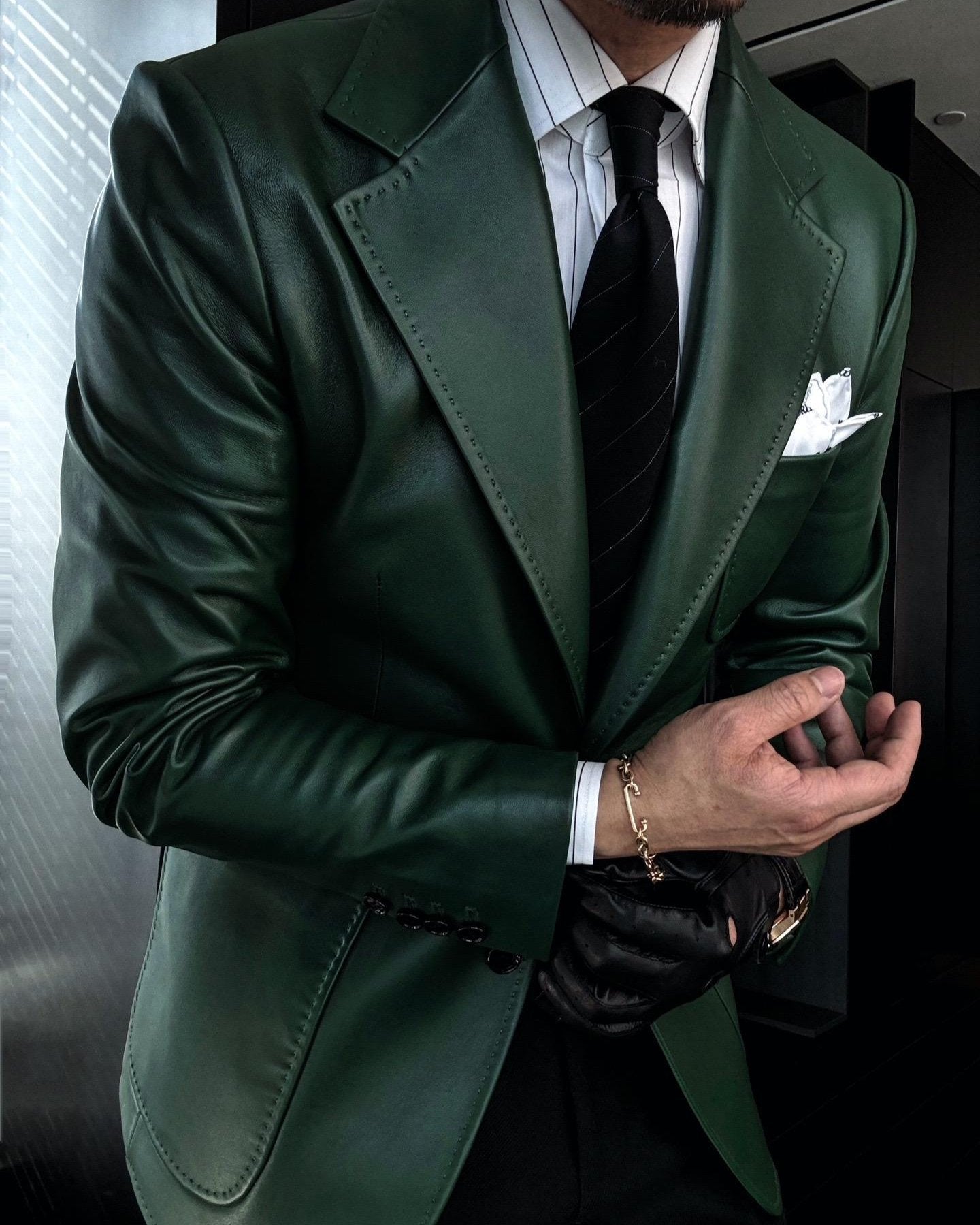 Classic Men's Leather Blazer Coat-VibeCloset