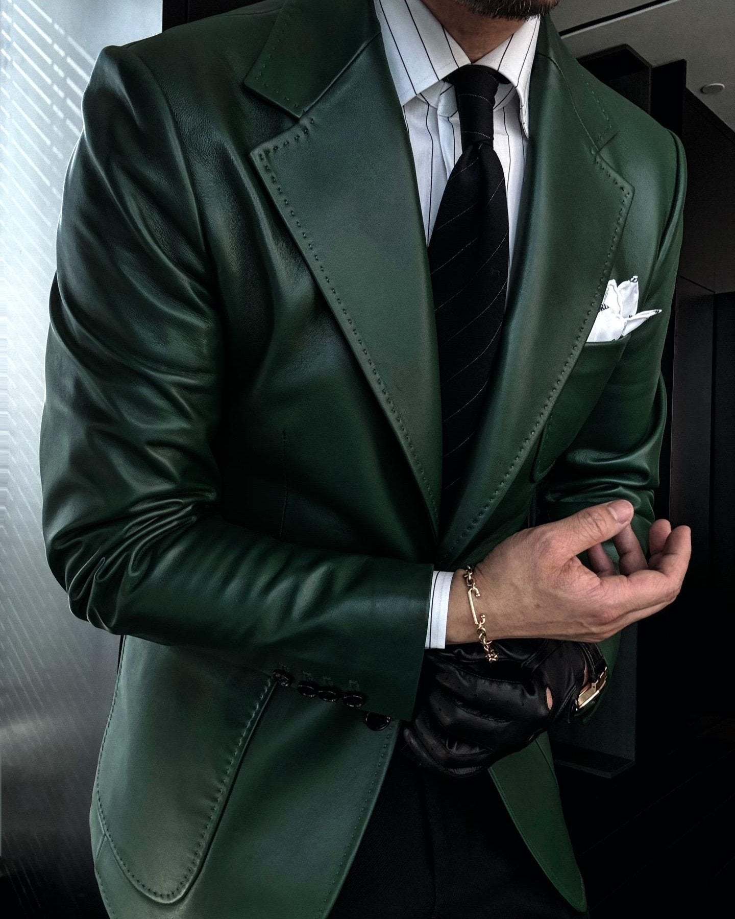 Classic Men's Leather Blazer Coat-VibeCloset