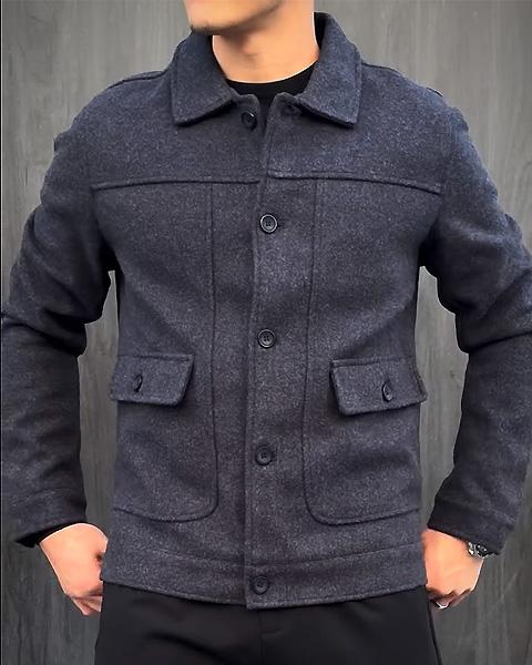 Slim Fit British Style Button Jacket-VibeCloset