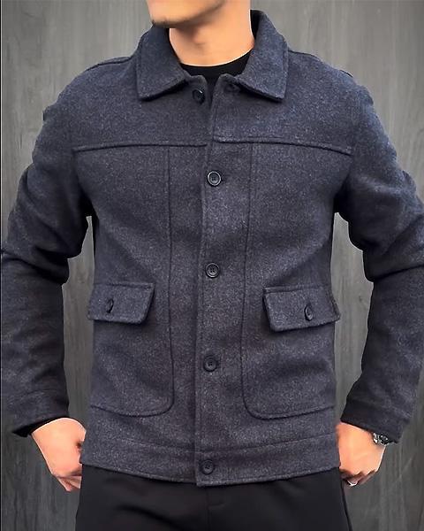 Slim Fit British Style Button Jacket-VibeCloset