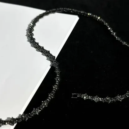 Alloy zircon necklace, thorny collarbone chain